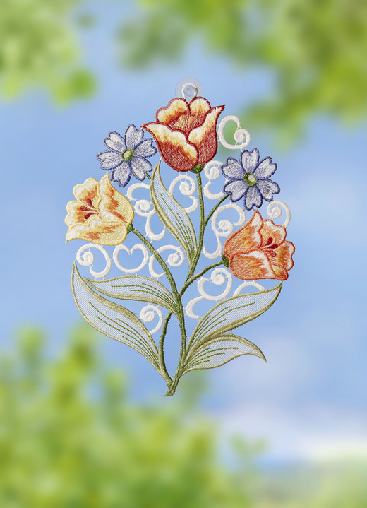 Fensterbilder - Fensterbild aus echter Plauener Spitze, in Farbe BUNT