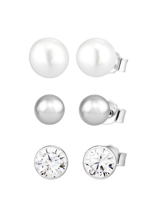 Ohrschmuck - Elegantes Ohrstecker-Set aus Silber, 3 Paar, in Farbe  Ansicht 2