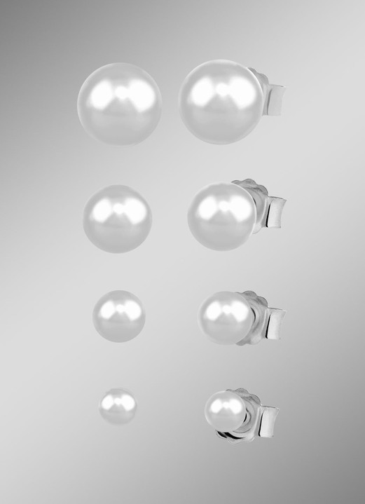 Ohrschmuck - Zeitloses Ohrstecker-Set in Silber, 4 Paar, in Farbe  Ansicht 1