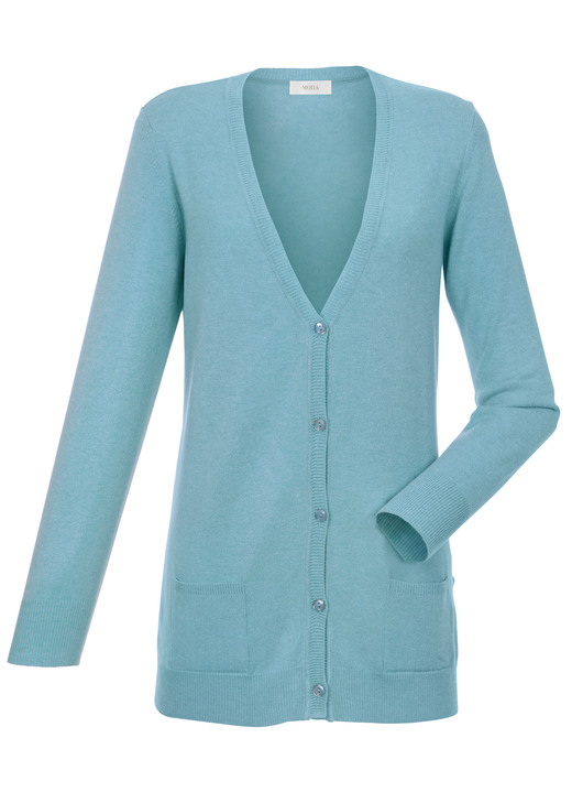 Basics - Strickjacke mit Modal , in Größe 038 bis 052, in Farbe TÜRKIS Ansicht 2