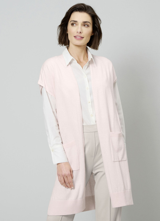 Strickwesten - Long-Strickweste mit Kaschmir, in Größe 038 bis 052, in Farbe ROSÉ Ansicht 2