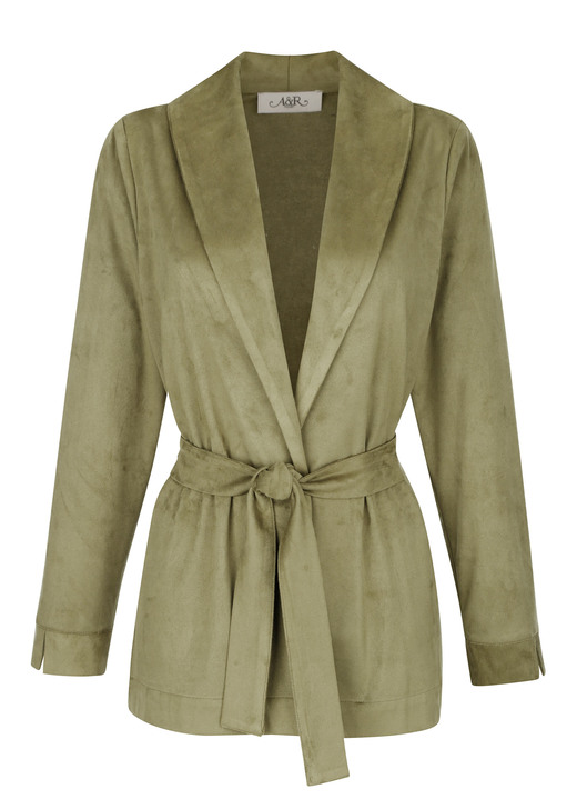 Blazer - Longblazer mit Schalkragen, in Größe 038 bis 052, in Farbe OLIV Ansicht 3