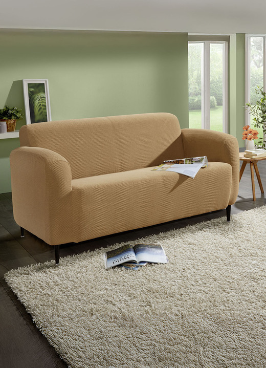 Sessel- & Sofaüberwürfe - Stretchbezüge mit Struktur, in Größe 101 (Sesselbezug) bis 111 (Stuhlbezug, 2er-Set), in Farbe CREME Ansicht 3
