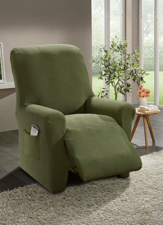 Sessel- & Sofaüberwürfe - Stretchbezüge mit Struktur, in Größe 101 (Sesselbezug) bis 111 (Stuhlbezug, 2er-Set), in Farbe CREME Ansicht 5