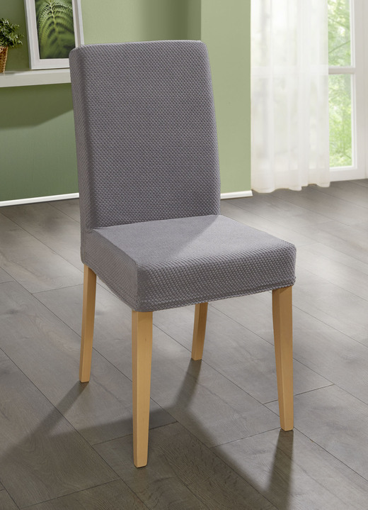 Sessel- & Sofaüberwürfe - Stretchbezüge mit Struktur, in Größe 101 (Sesselbezug) bis 111 (Stuhlbezug, 2er-Set), in Farbe CREME Ansicht 6