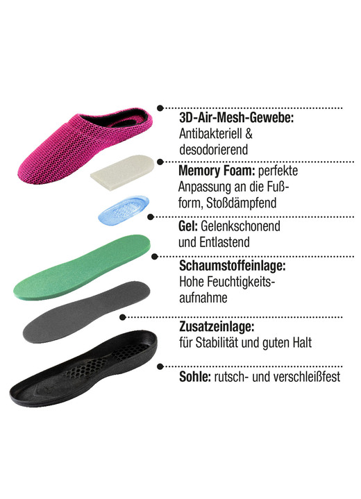 Gesundheitsschuhe - Atmungsaktiver Komfort-Gel Slipper, in Größe 001 bis 004, in Farbe BLAU Ansicht 7