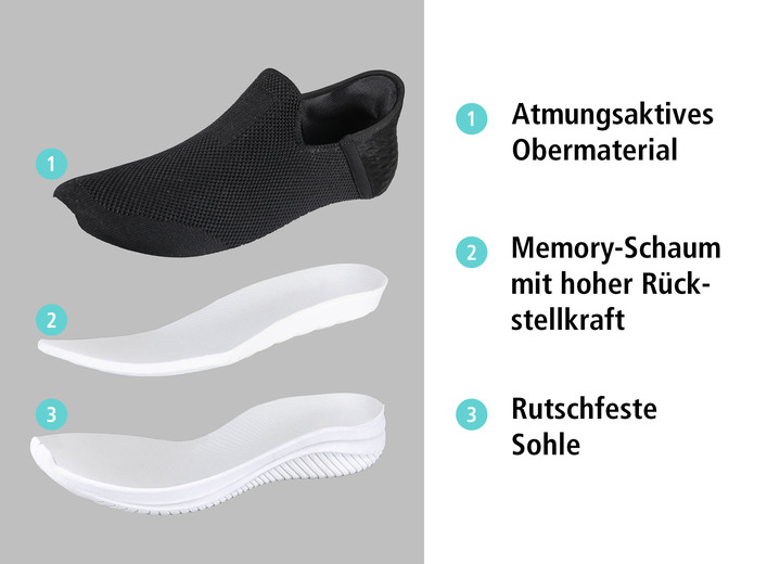 Slipper & Schnürschuhe - Komfort-Sliding Sneaker mit Stretch-Fit Passform, in Größe 037 bis 044, in Farbe WEISS Ansicht 6