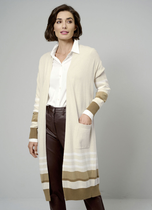 Strickjacken - Long-Strickjacke mit Kaschmir, in Größe 038 bis 052, in Farbe SAND-BRAUN Ansicht 1