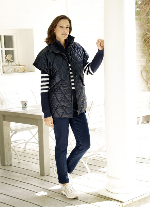 Kurz - Weste mit Reißverschlussleiste, in Größe 038 bis 052, in Farbe MARINE Ansicht 2