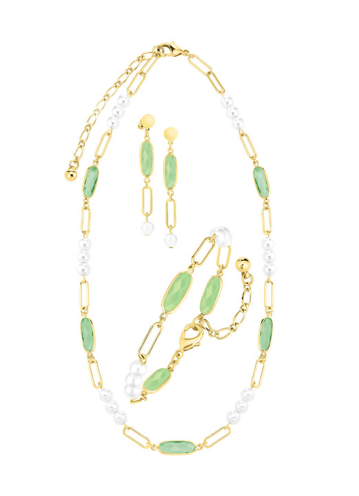 Schmucksets - Schmuckset, 3-teilig, aus Messing mit Kristallsteinen, in Farbe  Ansicht 5