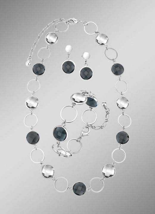 Schmucksets - Schmuckset, 3-teilig, mit Kristallsteinen, in Farbe  Ansicht 1