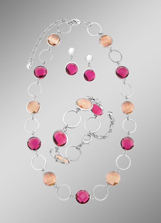 Schmuckset, 3-teilig, mit Kristallsteinen