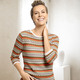 3/4-Arm - Pullover mit nachhaltig recycelter Baumwolle, in Größe 038 bis 052, in Farbe ECRU-ORANGE-MULTICOLOR – Farbe ECRU-ORANGE-MULTICOLOR – Ansicht 3