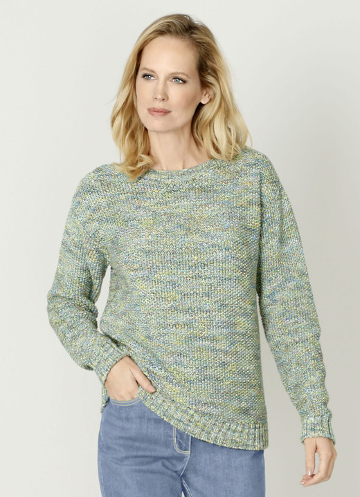 Langarm - Pullover in Garnmix Ansicht 2 Langarm - Pullover in Garnmix, in Größe 038 bis 052, in Farbe HELLGRÜN-GELB-MULTICOLOR Ansicht 2