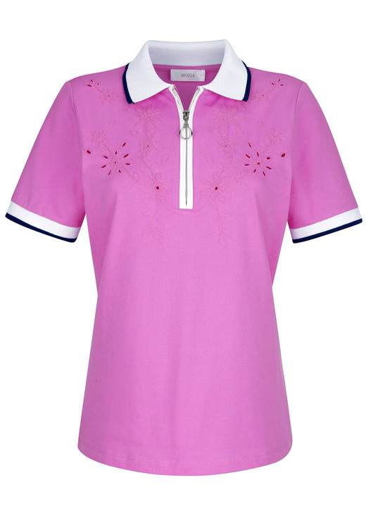 Shirts - Poloshirt mit Cut-Outs in 2 Farben, in Größe 038 bis 052, in Farbe ROSA Ansicht 1