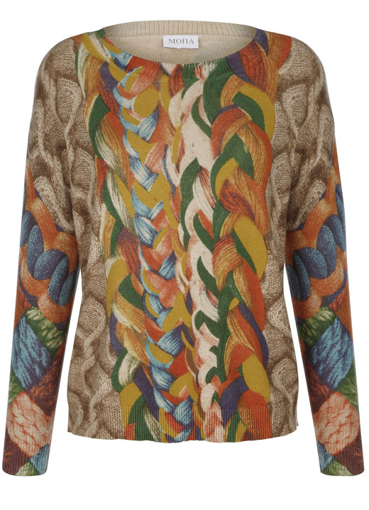 Langarm - Pullover in Grafikdessin, in Größe 038 bis 052, in Farbe MULTICOLOR Ansicht 3