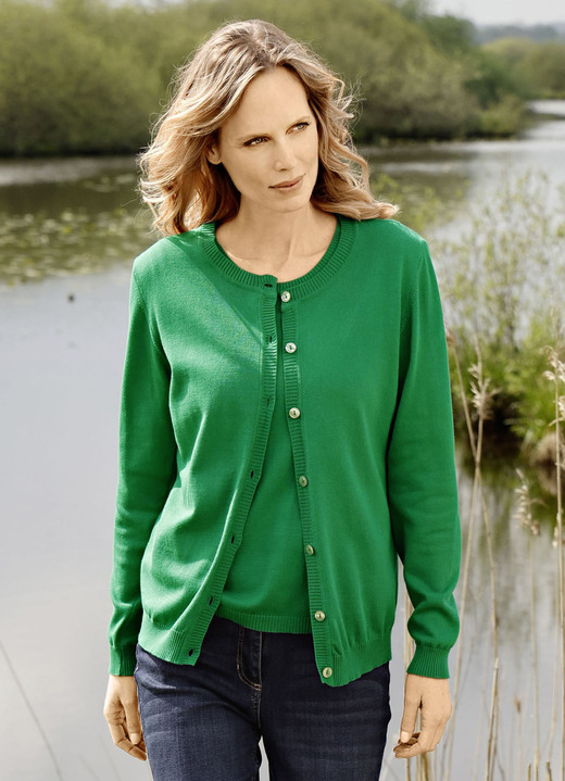 Basics - Strickjacke aus reiner Baumwolle, in Größe 038 bis 052, in Farbe ROYALBLAU Ansicht 7