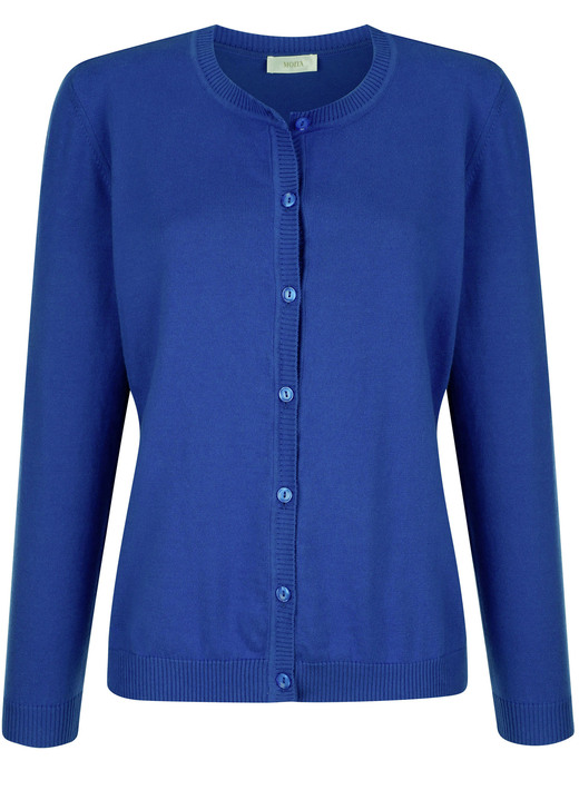 Basics - Strickjacke aus reiner Baumwolle, in Größe 038 bis 052, in Farbe ROYALBLAU Ansicht 2