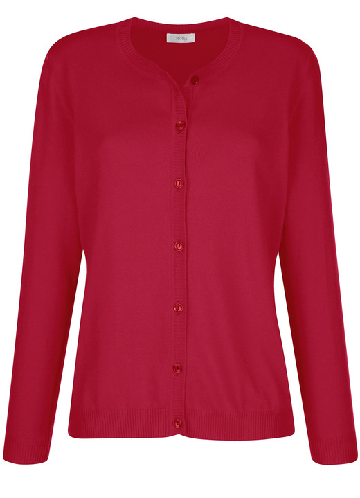 Basics - Strickjacke aus reiner Baumwolle, in Größe 038 bis 052, in Farbe GRÜN Ansicht 6