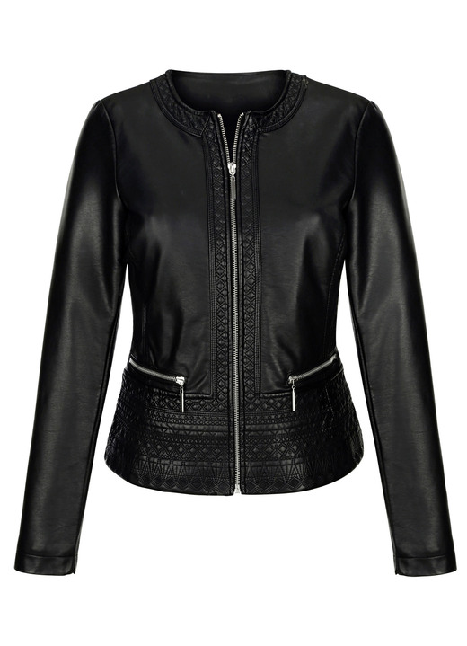 Lederimitatjacken - Blazer mit toniger Stickerei Ansicht 4 Lederimitatjacken - Blazer mit toniger Stickerei, in Größe 038 bis 052, in Farbe SCHWARZ Ansicht 4