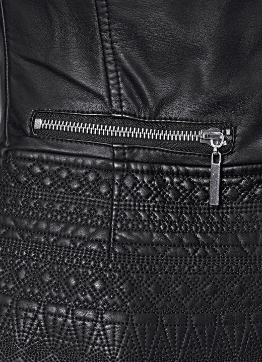 Lederimitatjacken - Blazer mit toniger Stickerei Ansicht 3 Lederimitatjacken - Blazer mit toniger Stickerei, in Größe 038 bis 052, in Farbe SCHWARZ Ansicht 3