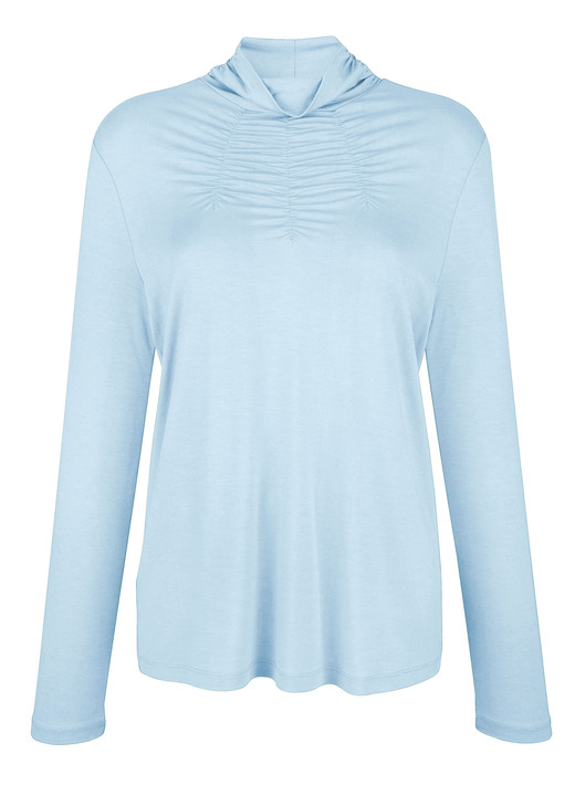 Shirts - Shirt mit Raffungen in 5 Farben, in Größe 038 bis 052, in Farbe BLEU Ansicht 1