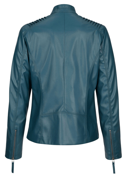 Lederimitatjacken - Blazer aus Lederimitat mit Biesenzier Ansicht 3 Lederimitatjacken - Blazer aus Lederimitat mit Biesenzier, in Größe 038 bis 052, in Farbe PETROL Ansicht 3