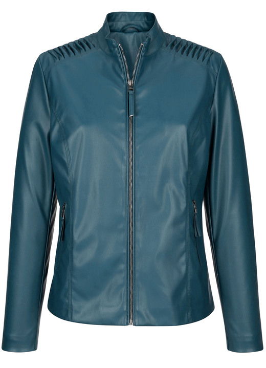 Lederimitatjacken - Blazer aus Lederimitat mit Biesenzier Ansicht 2 Lederimitatjacken - Blazer aus Lederimitat mit Biesenzier, in Größe 038 bis 052, in Farbe PETROL Ansicht 2