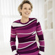 Langarm - Pullover in edlem Mustermix – Farbe BEERE-FUCHSIA-MULTICOLOR – Ansicht 2 Langarm - Pullover in edlem Mustermix, in Größe 038 bis 052, in Farbe SCHWARZ-TAUPE-MULTICOLOR – Farbe BEERE-FUCHSIA-MULTICOLOR – Ansicht 2