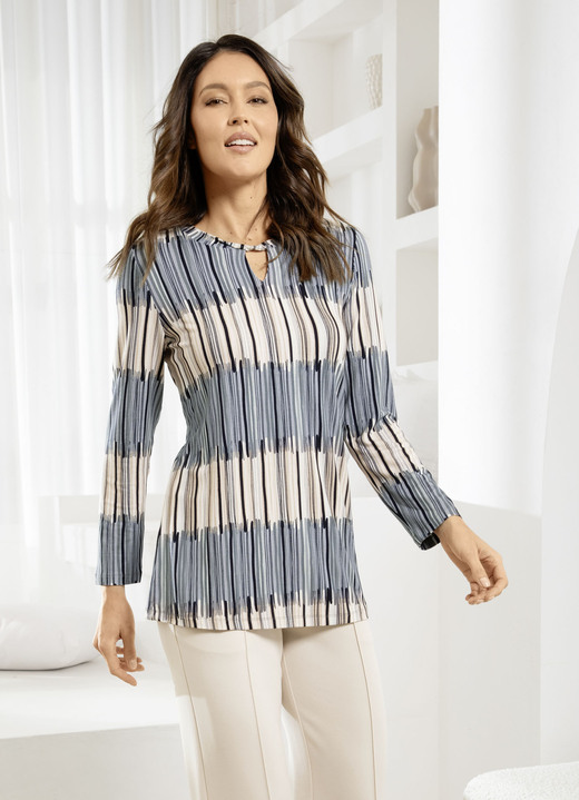Langarm - Shirt in ausgefallener Verarbeitung Ansicht 5 Langarm - Shirt in ausgefallener Verarbeitung, in Größe 038 bis 054, in Farbe GRAU-BEIGE-SCHWARZ Ansicht 5