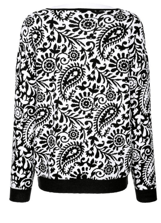 Langarm - Pullover aus reiner Baumwolle, in Größe 038 bis 052, in Farbe SCHWARZ-WEISS Ansicht 3