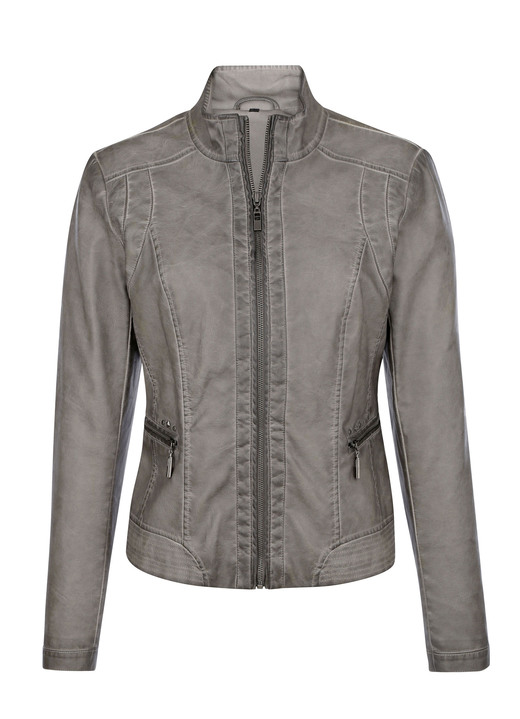 Lederimitatjacken - Blazer mit dezenter Nietenzer Ansicht 3 Lederimitatjacken - Blazer mit dezenter Nietenzer, in Größe 038 bis 052, in Farbe GRAU Ansicht 3