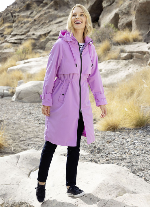 Lang - Mantel mit abnehmbarer Kapuze Ansicht 2 Lang - Mantel mit abnehmbarer Kapuze, in Größe 034 bis 052, in Farbe KROKUS Ansicht 2