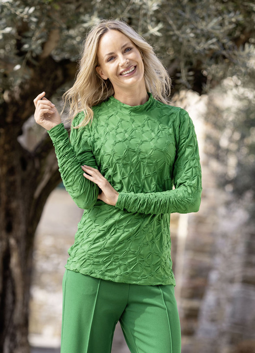 Langarm - Shirt mit Stehkragen in 5 Farben Ansicht 4 Langarm - Shirt mit Stehkragen in 5 Farben, in Größe 034 bis 052, in Farbe SCHWARZ Ansicht 4