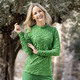 Langarm - Shirt mit Stehkragen in 5 Farben – Farbe GRÜN – Ansicht 3 Langarm - Shirt mit Stehkragen in 5 Farben, in Größe 034 bis 052, in Farbe ROYALBLAU – Farbe GRÜN – Ansicht 3