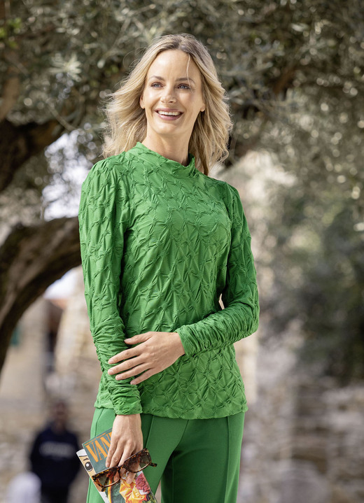 Langarm - Shirt mit Stehkragen in 5 Farben Ansicht 6 Langarm - Shirt mit Stehkragen in 5 Farben, in Größe 034 bis 052, in Farbe SCHWARZ Ansicht 6