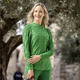 Langarm - Shirt mit Stehkragen in 5 Farben – Farbe GRÜN – Ansicht 5 Langarm - Shirt mit Stehkragen in 5 Farben, in Größe 034 bis 052, in Farbe ROYALBLAU – Farbe GRÜN – Ansicht 5
