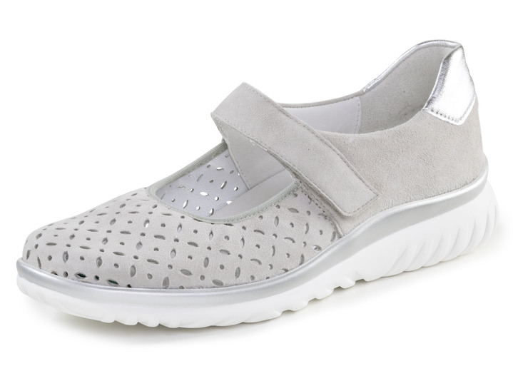 Slipper & Schnürschuhe - ELENA EDEN Spangenschuh aus Veloursleder mit luftigen Durchbrüchen Ansicht 4 Slipper & Schnürschuhe - ELENA EDEN Spangenschuh aus Veloursleder mit luftigen Durchbrüchen, in Größe 3 1/2 bis 8, in Farbe BLEU Ansicht 4