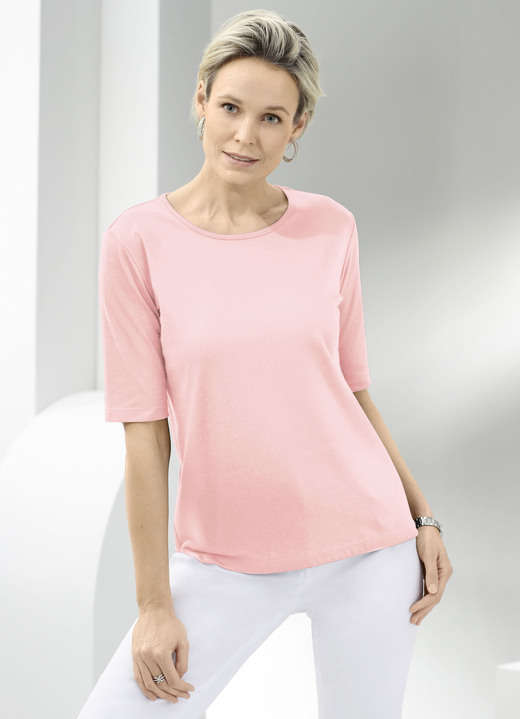 Kurzarm - Shirt mit rundem Halsausschnitt in 10 Farben, in Größe 036 bis 052, in Farbe KHAKI Ansicht 7