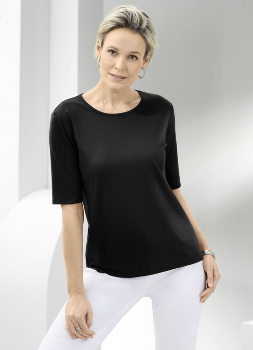 Kurzarm - Shirt mit rundem Halsausschnitt in 10 Farben, in Größe 036 bis 052, in Farbe KHAKI Ansicht 10