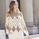 Pullover - Pullover mit flauschigem Effektgarn – Farbe CAMEL-ECRU-GOLDFARBEN – Ansicht 2 Pullover - Pullover mit flauschigem Effektgarn, in Größe 036 bis 052, in Farbe SCHWARZ-ECRU-GOLDFARBEN – Farbe CAMEL-ECRU-GOLDFARBEN – Ansicht 2