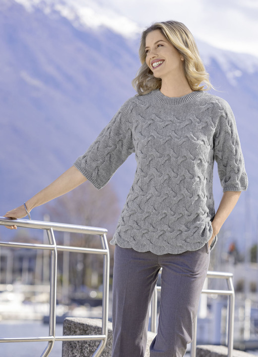 Basics - Pullover mit Alpaka, in Größe L(44/46) bis XXL(52/54), in Farbe GRAU MELIERT Ansicht 2