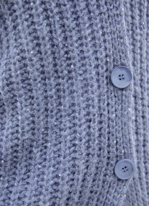 Basics - Strickjacke mit Paillettengarn Ansicht 4 Basics - Strickjacke mit Paillettengarn, in Größe 036 bis 052, in Farbe JEANSBLAU MELIERT Ansicht 4