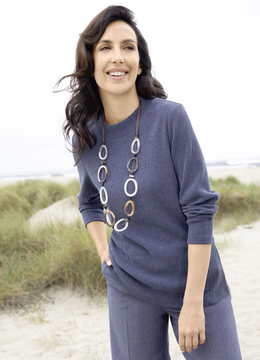 Damenmode - Shirt mit Stehkragen, in Größe 036 bis 052, in Farbe JEANSBLAU Ansicht 1