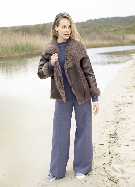 Lederimitatjacken - Kurzjacke aus Nappaleder-Imitat, in Größe 034 bis 050, in Farbe SCHOKOBRAUN Ansicht 1