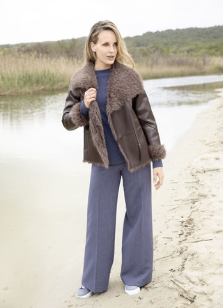 Kurzjacke aus Nappaleder-Imitat