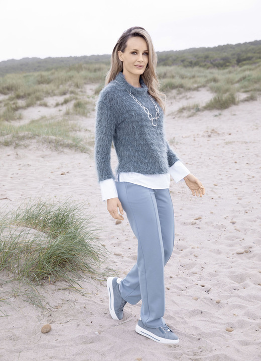 Pullover - Pullover in 2-in-1-Optik, in Größe 036 bis 052, in Farbe DENIM-RAUCHBLAU-SCHWARZ-WEISS Ansicht 3