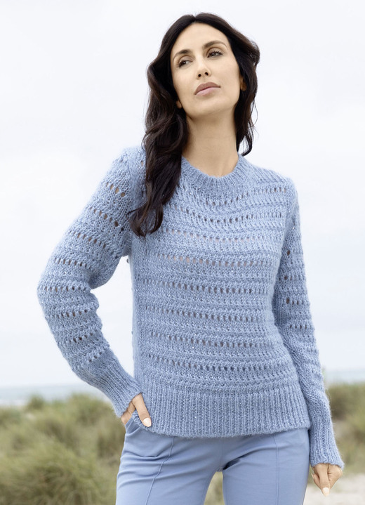 Basics - Pullover mit Alpaka Basics - Pullover mit Alpaka, in Größe L(44/46) bis XL(48/50), in Farbe JEANSBLAU MELIERT