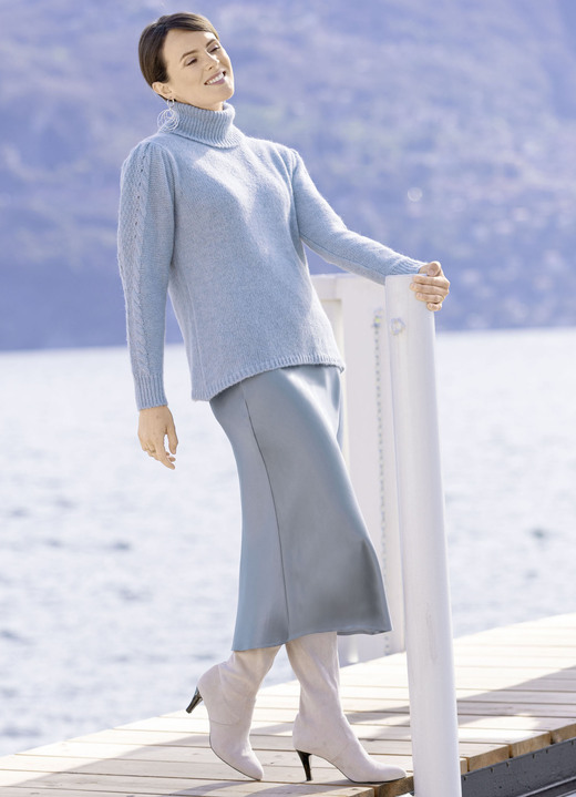 Basics - Pullover mit Alpaka, in Größe 036 bis 050, in Farbe BLEU MELIERT Ansicht 8