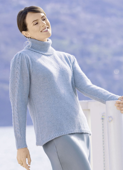 Basics - Pullover mit Alpaka, in Größe 036 bis 050, in Farbe BLEU MELIERT Ansicht 7